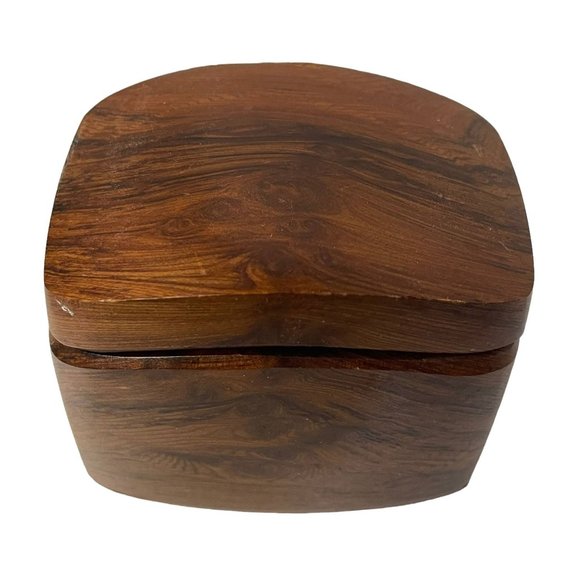 CALIFORNIA REDWOOD Trinket Box Jewelry Keepsake Ring Desk Vanity Handcarved 4x3 - Picture 1 of 10